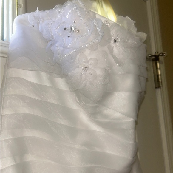 David's Bridal Organza Fit and Flare Gown with Vertical Ruffle size 12 - Picture 5 of 8